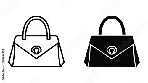 Handbag icons in black and white
