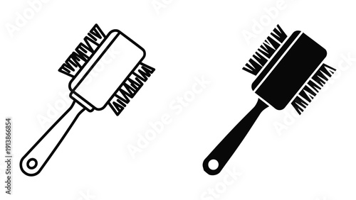 Black and white illustration of paint brushes