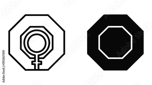 Female symbol in octagon shapes