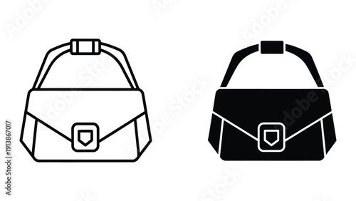 Handbag illustrations in black and white