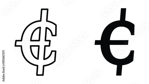 Euro currency symbol icon set