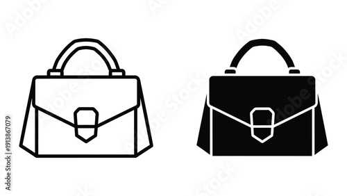 Handbag illustration in black and white