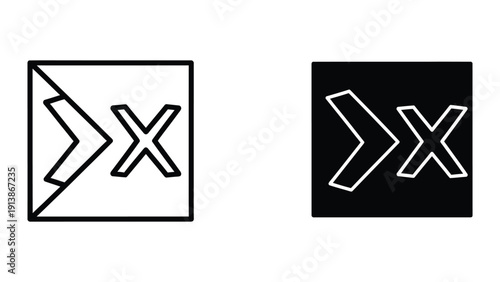 Greater than and X icon set