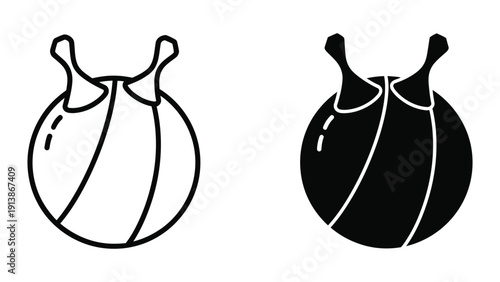Simple black and white illustration of a fruit or vegetable