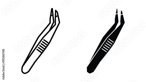 Tweezers icon in black and white