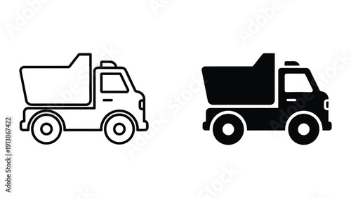 Concrete mixer truck outline and silhouette