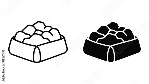 Coal or charcoal in a container