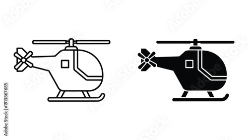 Helicopter icons in black and white