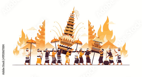 Cultural and Religious Ritual Ceremony with Traditional Atmosphere