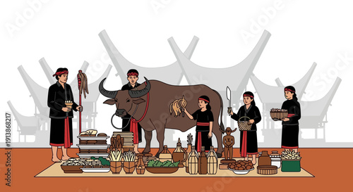 Cultural and Religious Ritual Ceremony with Traditional Atmosphere