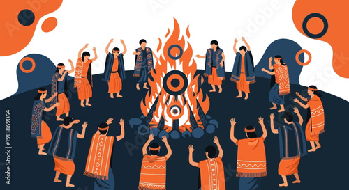 Cultural and Religious Ritual Ceremony with Traditional Atmosphere