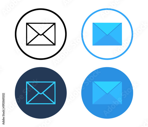 Email envelope icons set with letter symbols for message communication contact newsletter and digital mail services vector illustration