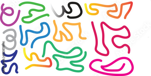 Vibrant colorful squiggles on a white background