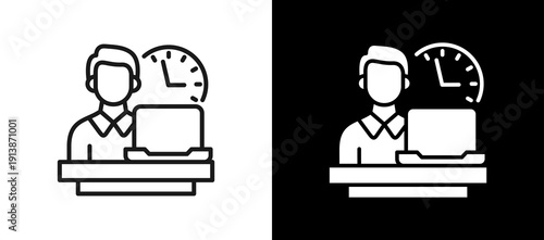 Work Hours whiteblack icon