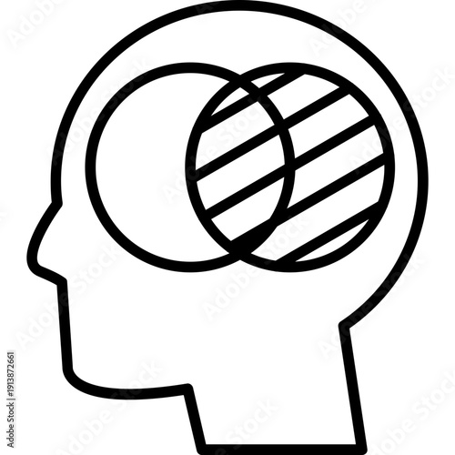 Head profile with overlapping circles Icon