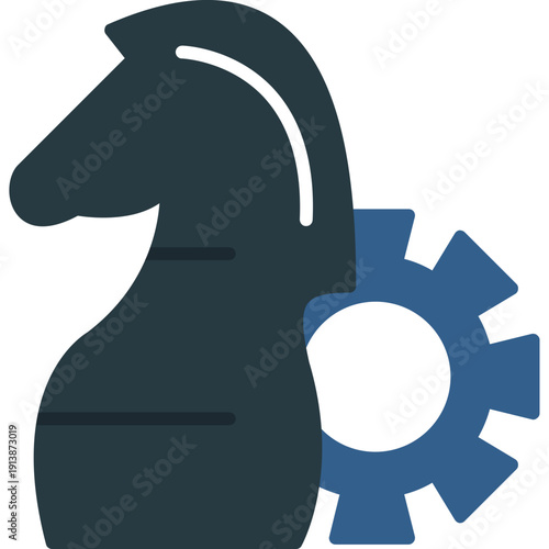 Chess knight with gear Icon