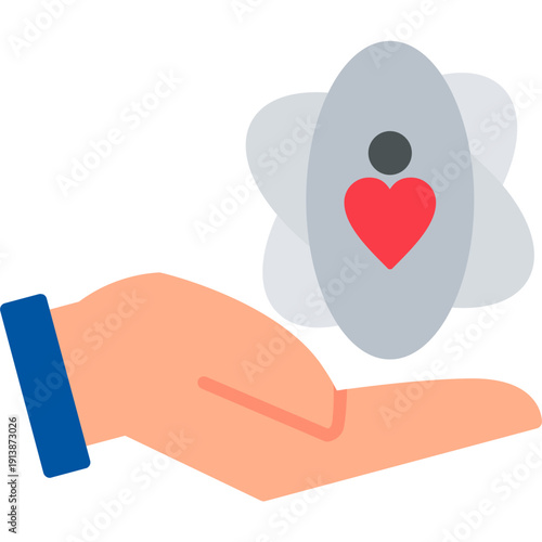 Atom orbit with heart center Icon