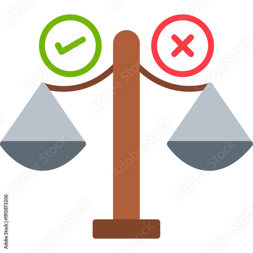 Balance scale with check and cross symbols Icon