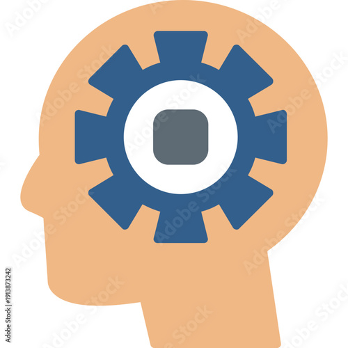 Head profile with gear inside Icon