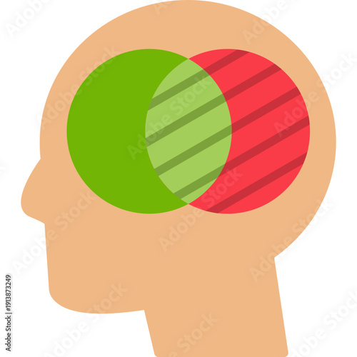 Head profile with overlapping circles Icon