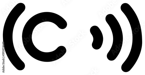Closed captioning symbol icon in black minimalist line style on white background for video accessibility
