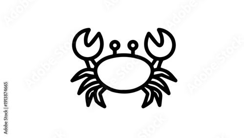 Minimalist black line icon of a crab seafood symbol graphic resource simple illustration