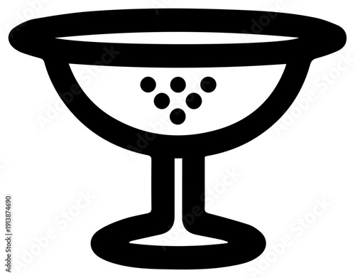 Minimalist black line icon of a double sieve kitchen tool for food preparation