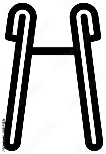 Minimalist black line icon of a pair of forearms and hands in a gesture of friendship or solidarity on white background