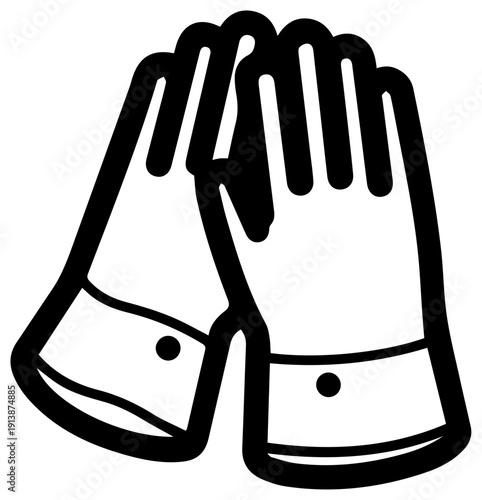 Minimalist black line icon of a pair of leather gloves simple design elegant style isolated on white background perfect for fashion and accessory illustrations