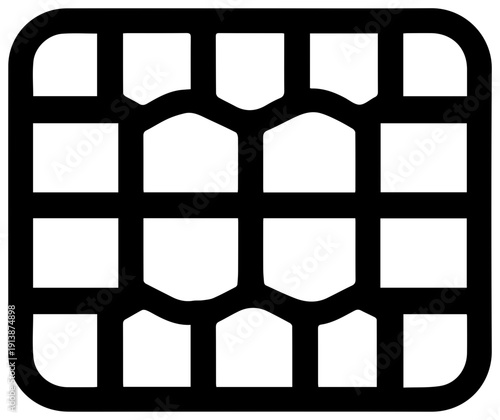 Minimalist black line icon of a honeycomb grid with rounded corners and white background simple beekeeping symbol