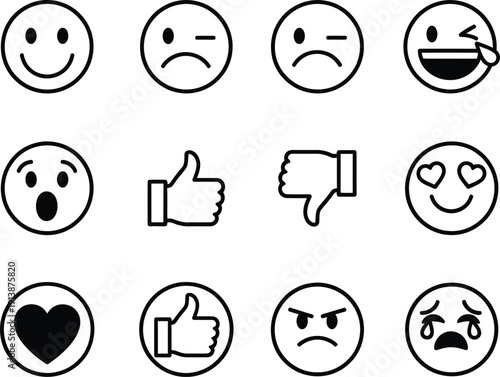 A collection of various emoticon faces and expressions