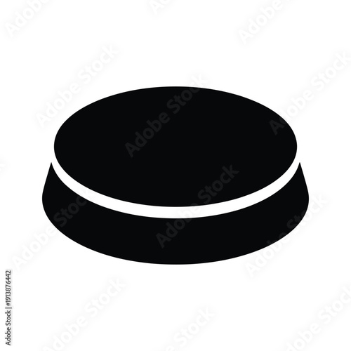 Black hockey puck on white background
