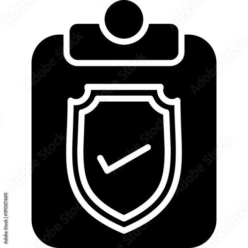 Clipboard with shield and checkmark Icon