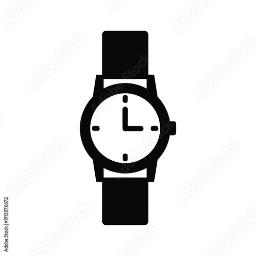 Simple black and white wristwatch illustration