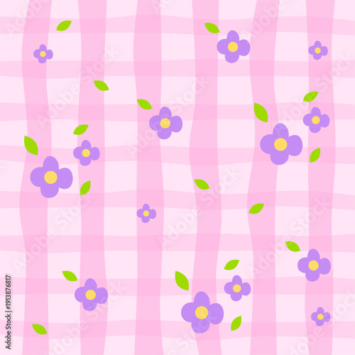pink background with flowers and leaves