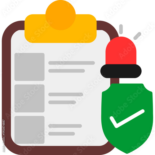 Clipboard with checklist and alert symbol Icon