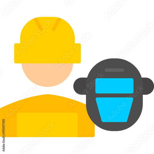 Worker with helmet and face mask Icon