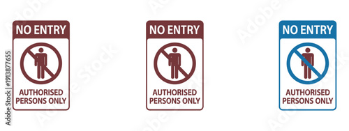 No Entry Sign Icon - Professional Red Prohibitory Symbol for Restricted Access and Authorized Personnel Only Areas