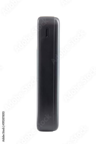 black power bank isolated on white background