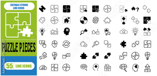 Various sizes puzzle set. Puzzle pieces vector set. Separate the ability to change