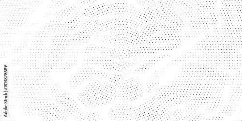 Halftone radial split gradient pattern, black dots forming dynamic center fade, minimal abstract geometric texture perfect for visual layout