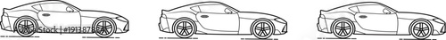 Three cars design in a line vector illustration