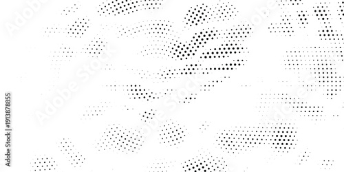 Halftone radial split gradient pattern, black dots forming dynamic center fade, minimal abstract geometric texture perfect for visual layout