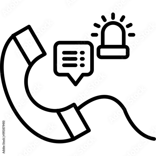 Telephone handset with chat bubble and siren Icon