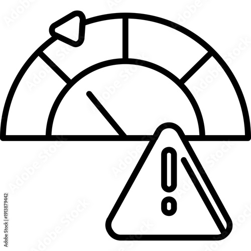 Gauge meter with warning triangle Icon