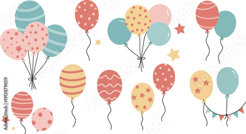 Colorful balloons floating in the air for party celebration decoration festive fun