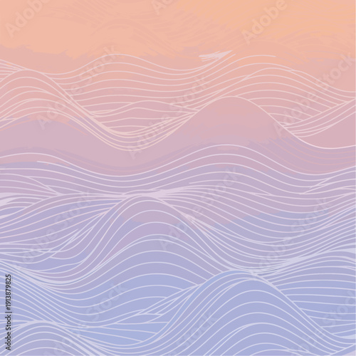 Abstract illustration of flowing lines and gradient colors evoking a tranquil and serene atmosphere.