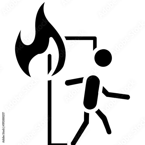 Person moving away from fire Icon