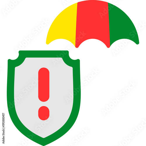 Shield with exclamation mark and umbrella Icon