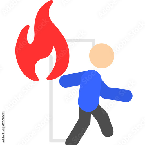 Person moving away from fire Icon